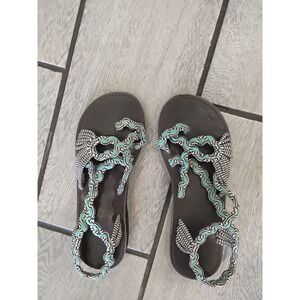 Nomadic State of Mind Rope Sandals Womens Turquoise Black Braided Vegan Flat-7